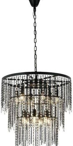 Πολυέλαιος Viokef Julianna 4263800 Δωδεκάφωτο E14 60cm Κρύσταλλο Μαύρο
